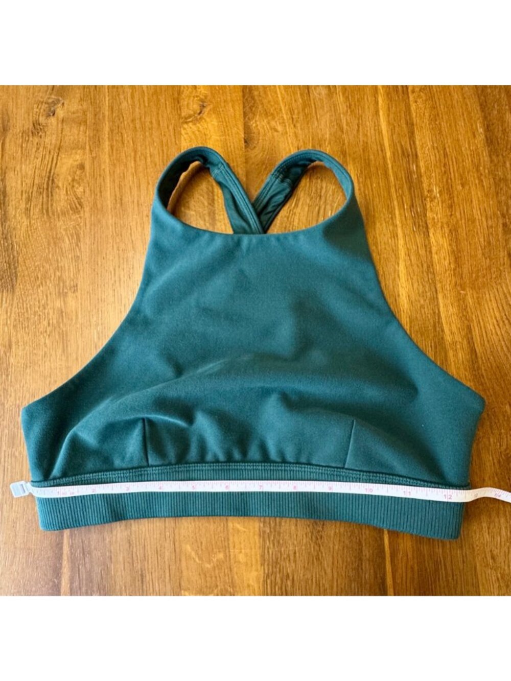 ALO YOGA Iconic 90s Bra Top Womens S Alosoft Teal Green Cross Back Sports Bra - Picture 5 of 7